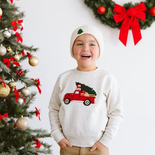 Sweet Wink Christmas Truck Patch Sweatshirt In Pink