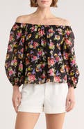 Alice + Olivia Floral Print Ruffle Peasant Top