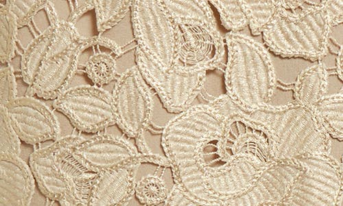 Oscar De La Renta Foiled Guipure Lace Midi Skirt In Gold