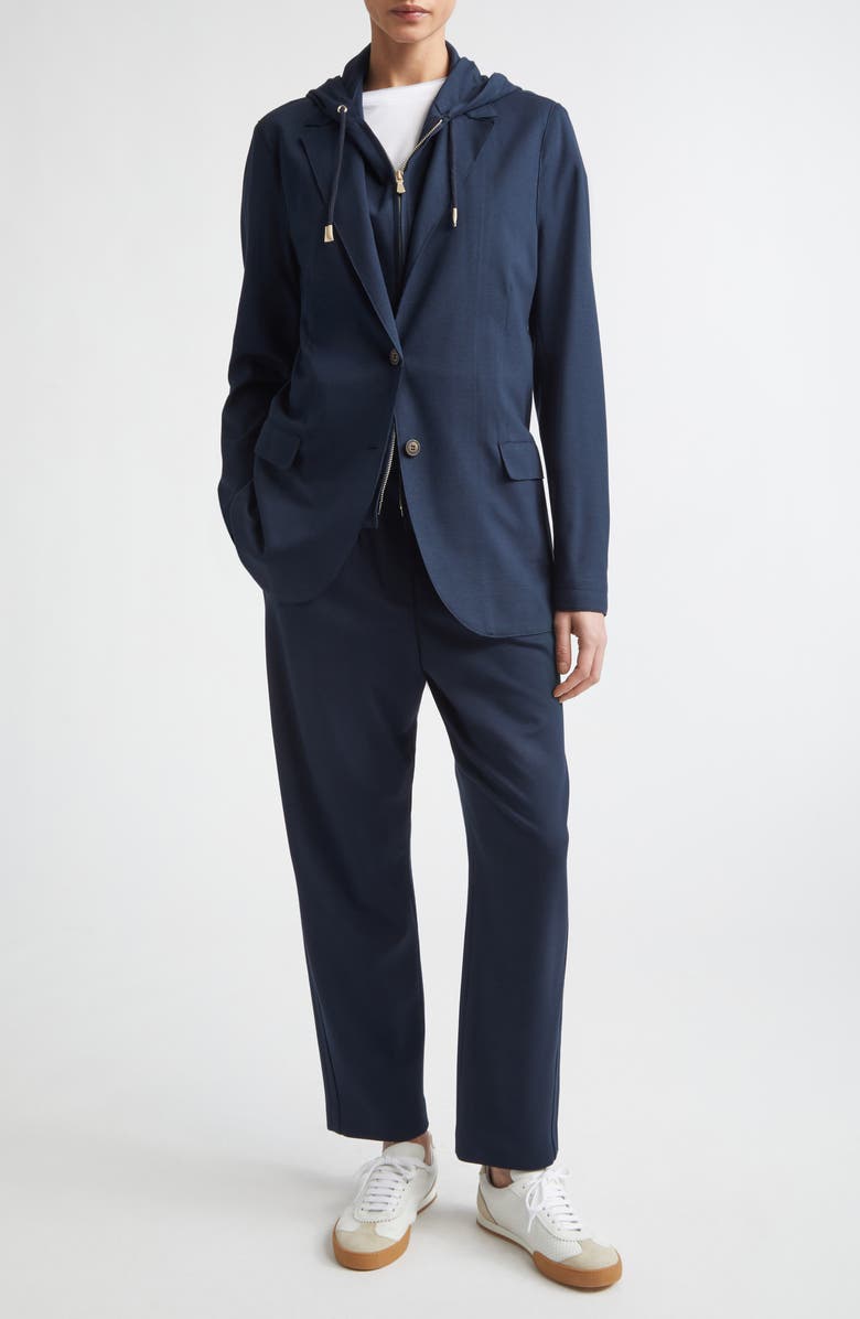 Eleventy Knit Jacket with Hoodie Inset, Alternate, color, 11 Blue