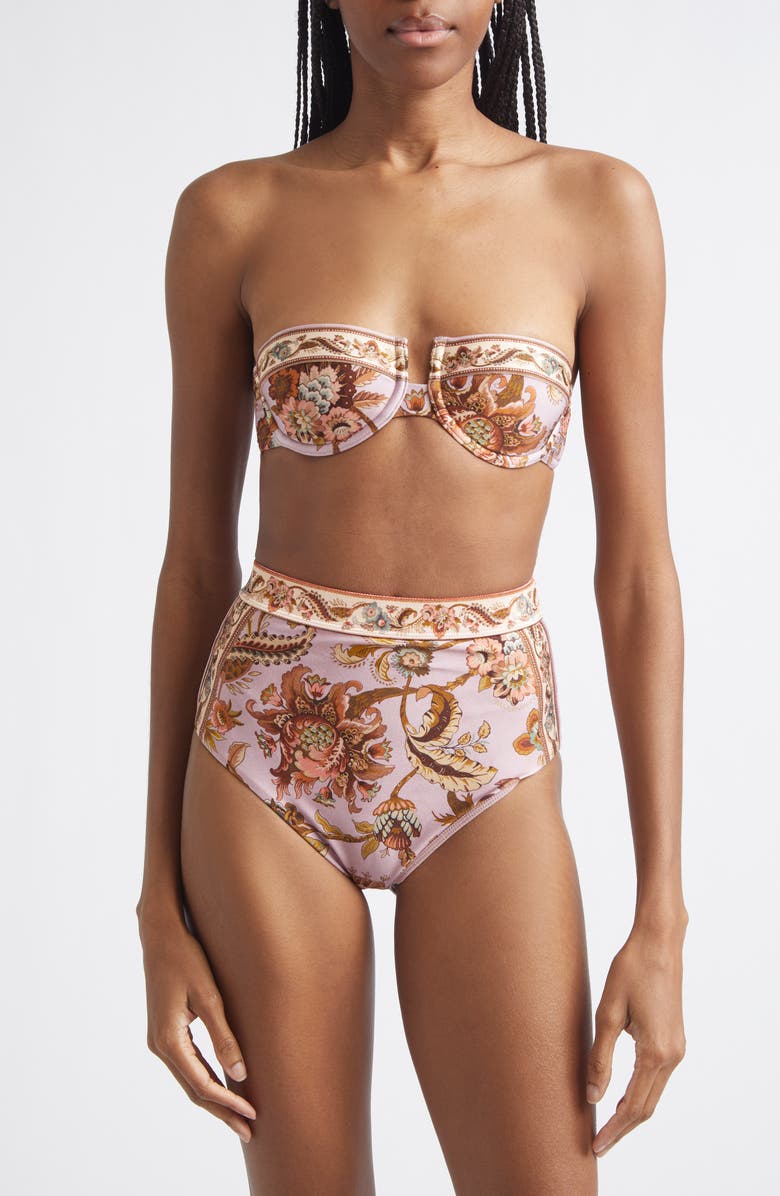 Zimmermann Aster Balconette Bikini Top, Alternate, color, Mauve Jacobean
