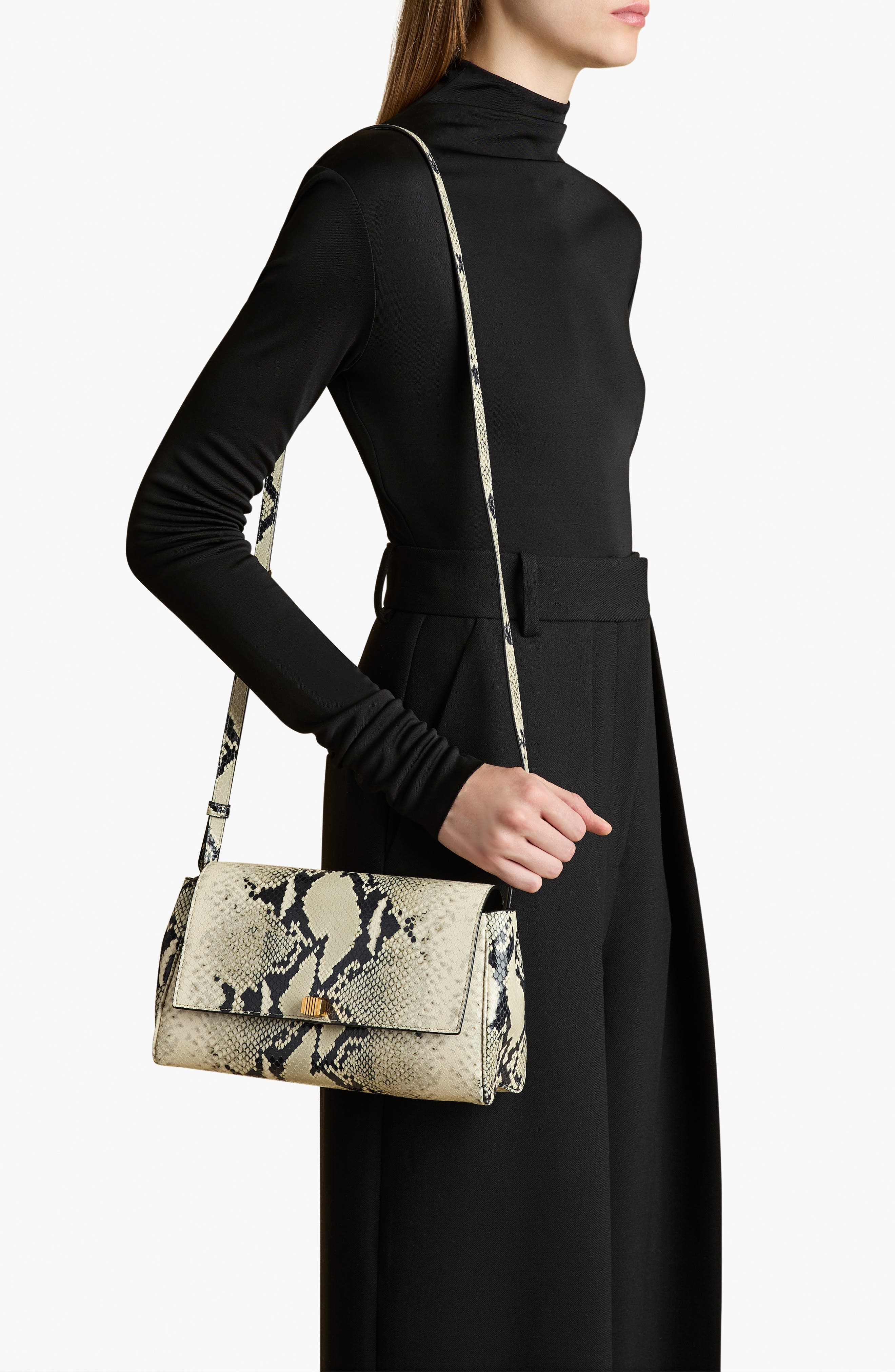 Khaite Audrey Python Print Leather Crossbody Bag, Alternate, color, 