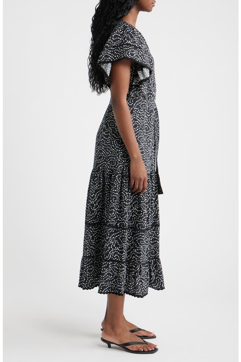 Gia Floral Flounce Sleeve Tiered Midi Dress, Alternate, color, MINI CHAIN DAISIES