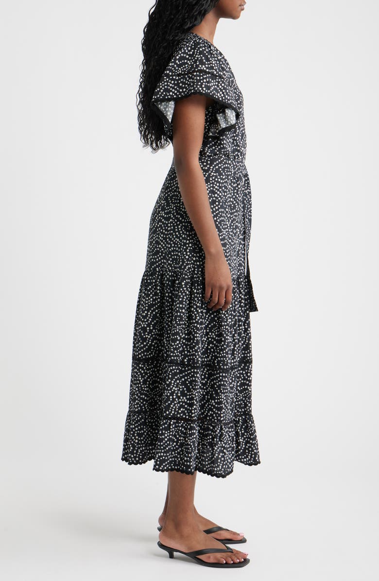 Rails Gia Floral Flounce Sleeve Tiered Midi Dress, Alternate, color, Mini Chain Daisies