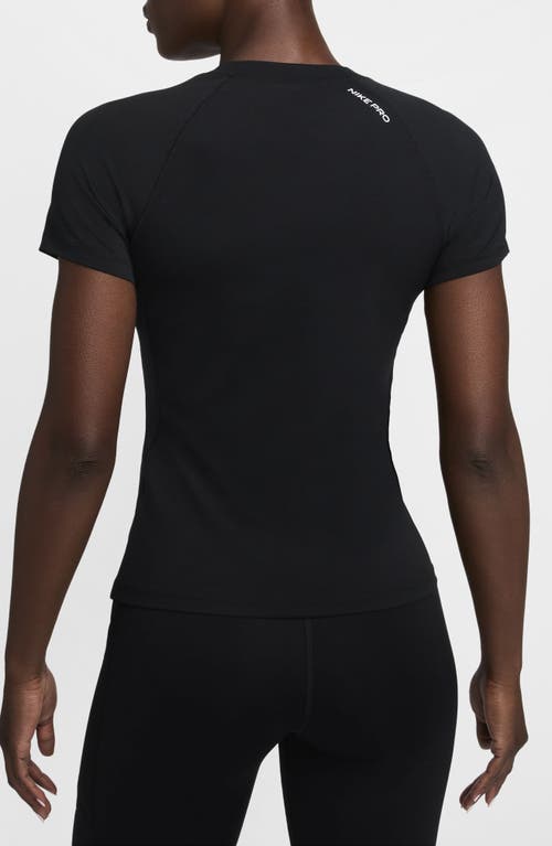 Nike Women's Pro Dri-fit Short-sleeve Top In Black/white