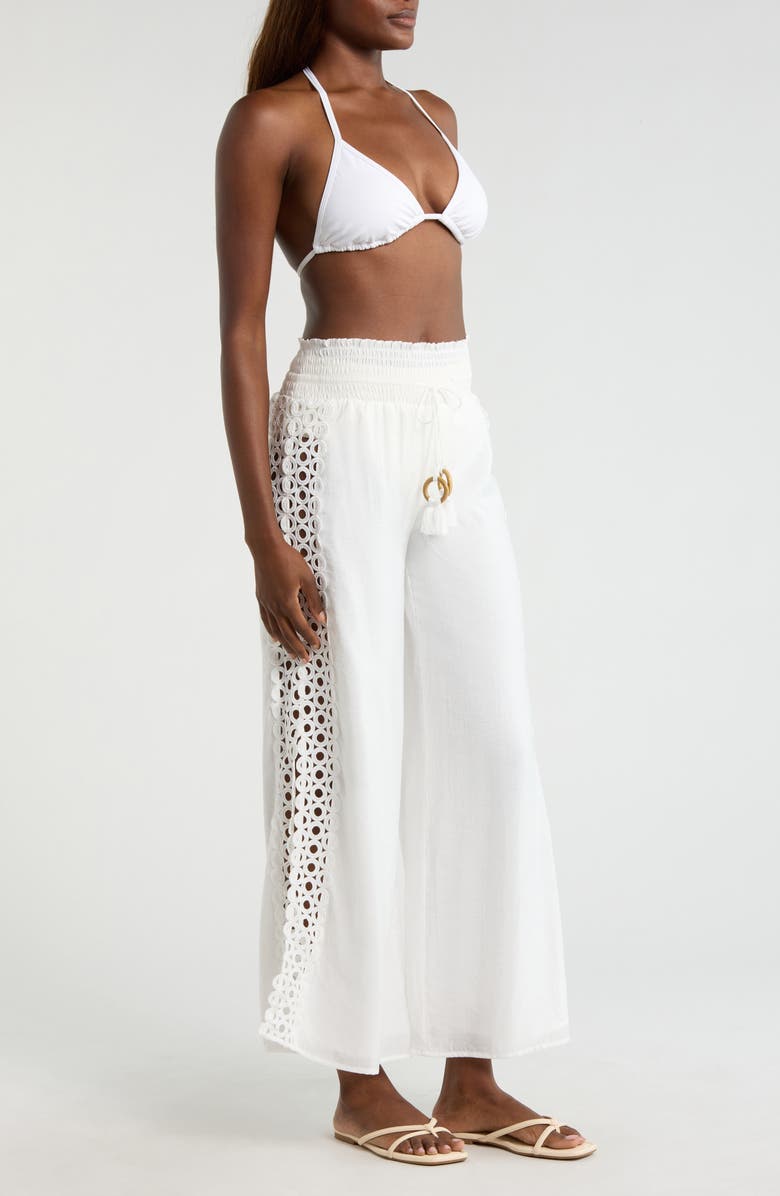 Elan Wide Leg Cover-Up Pants, Alternate, color, White