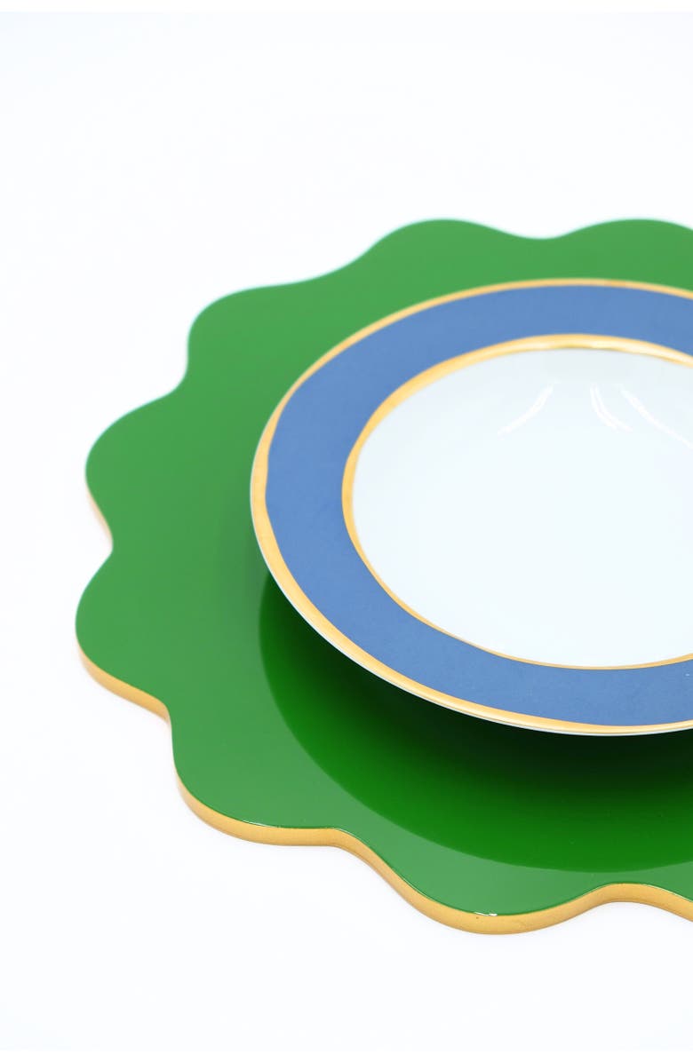 Inner Child Scalloped Lacquerware Placemats - Set of 4, Alternate, color, Green