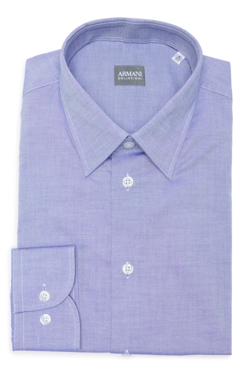 Armani Collezioni Cotton Stretch Dress Shirt, Alternate, color, Indigo