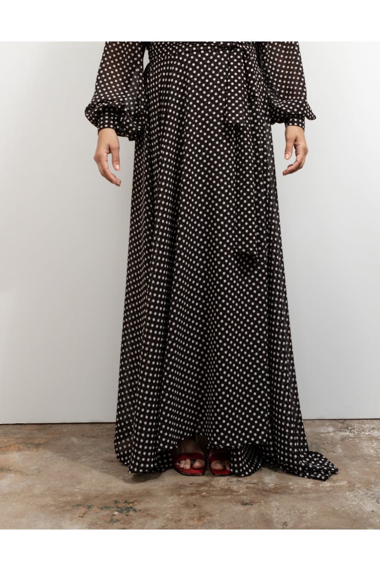 Maxi Wrap Dress, Alternate, color, Black white