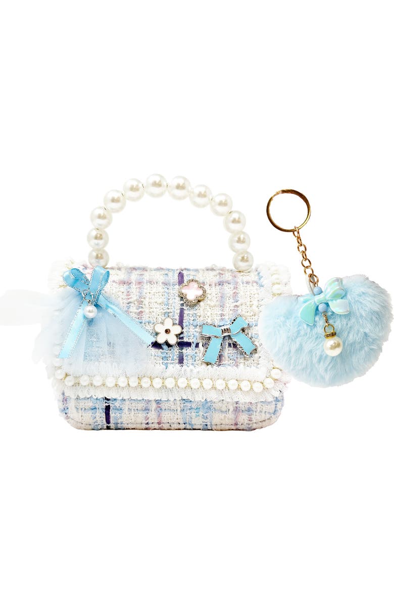HOT FOCUS Tiny Mini Flower Dream Tweed Handbag, Main, color, Blue Multi