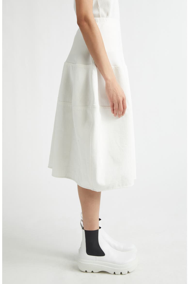 Rounded Cotton Twill Skirt, Alternate, color, WHITE