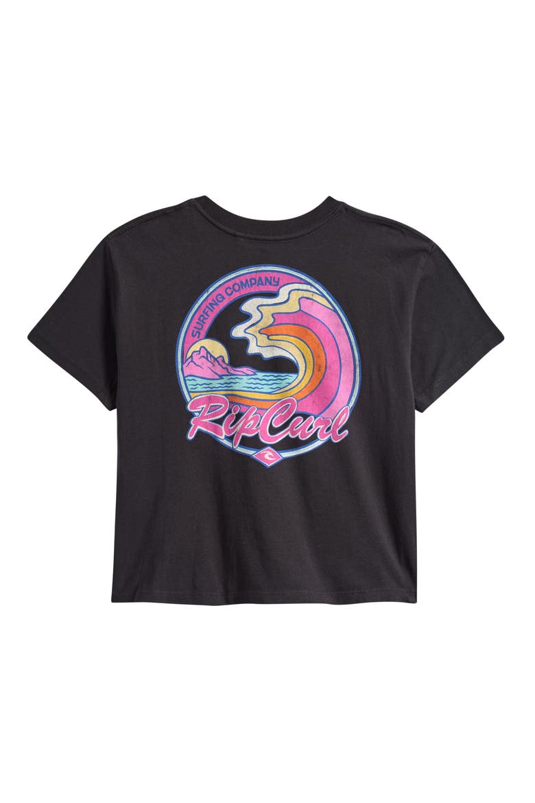 Kids' Logo Crop T-Shirt, Alternate, color, WASHED BLACK
