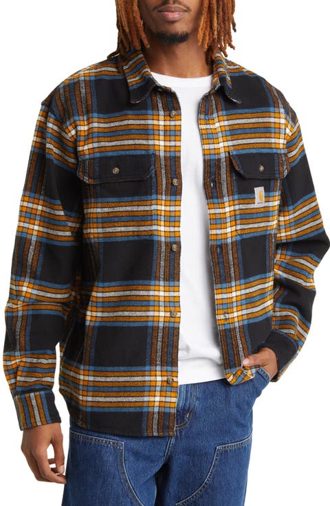 Hawkins Plaid Cotton Herringbone Button-Up Shirt