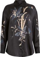 AllSaints Bernie Floral Print Long Sleeve Woven Shirt