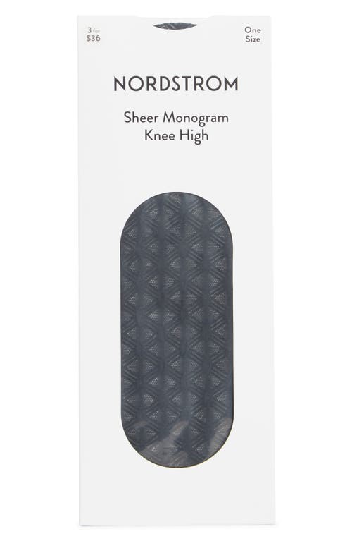 Nordstrom Sheer Jacquard Wool Blend Dress Socks In Black