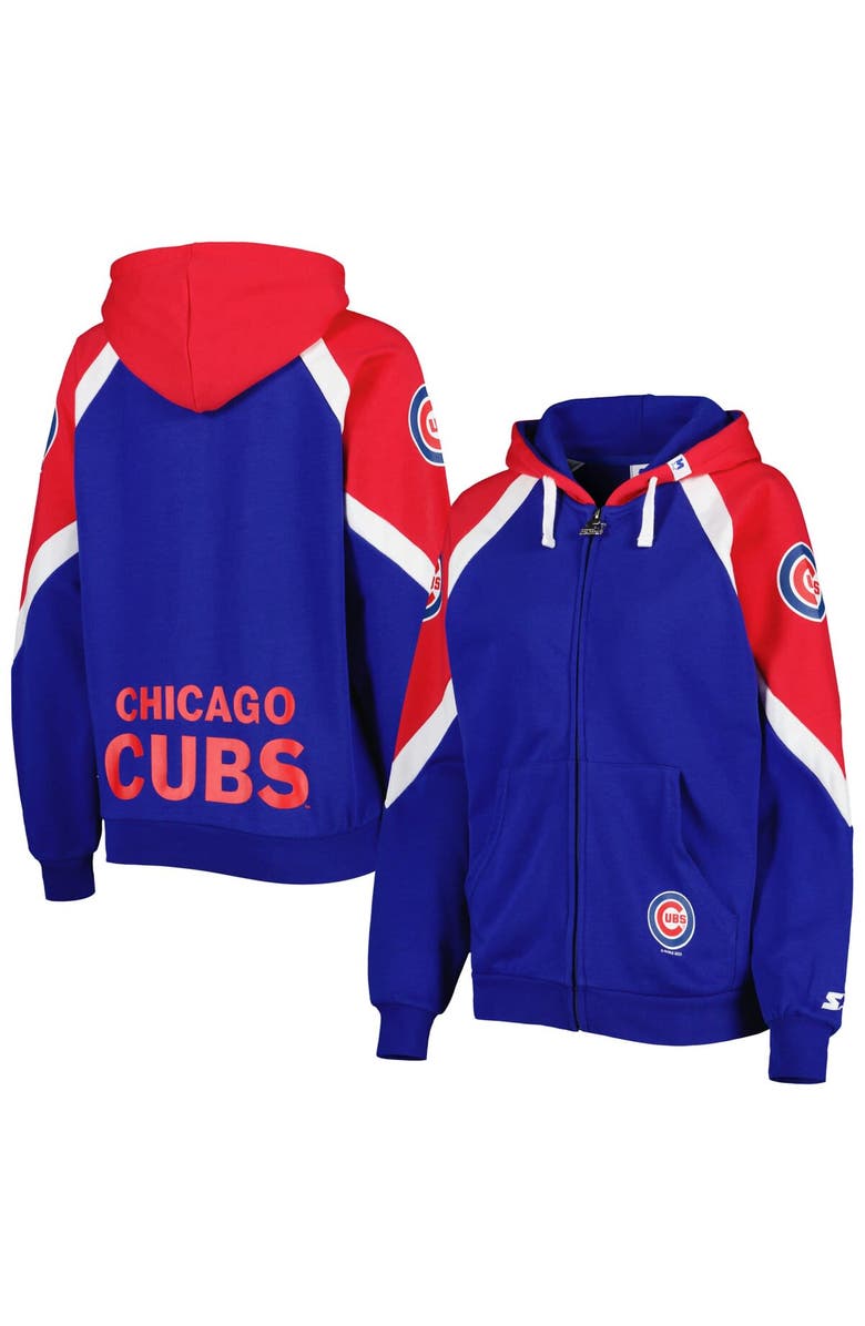 STARTER Women's Starter Royal/Red Chicago Cubs Hail Mary Full-Zip Hoodie, Main, color, Royal