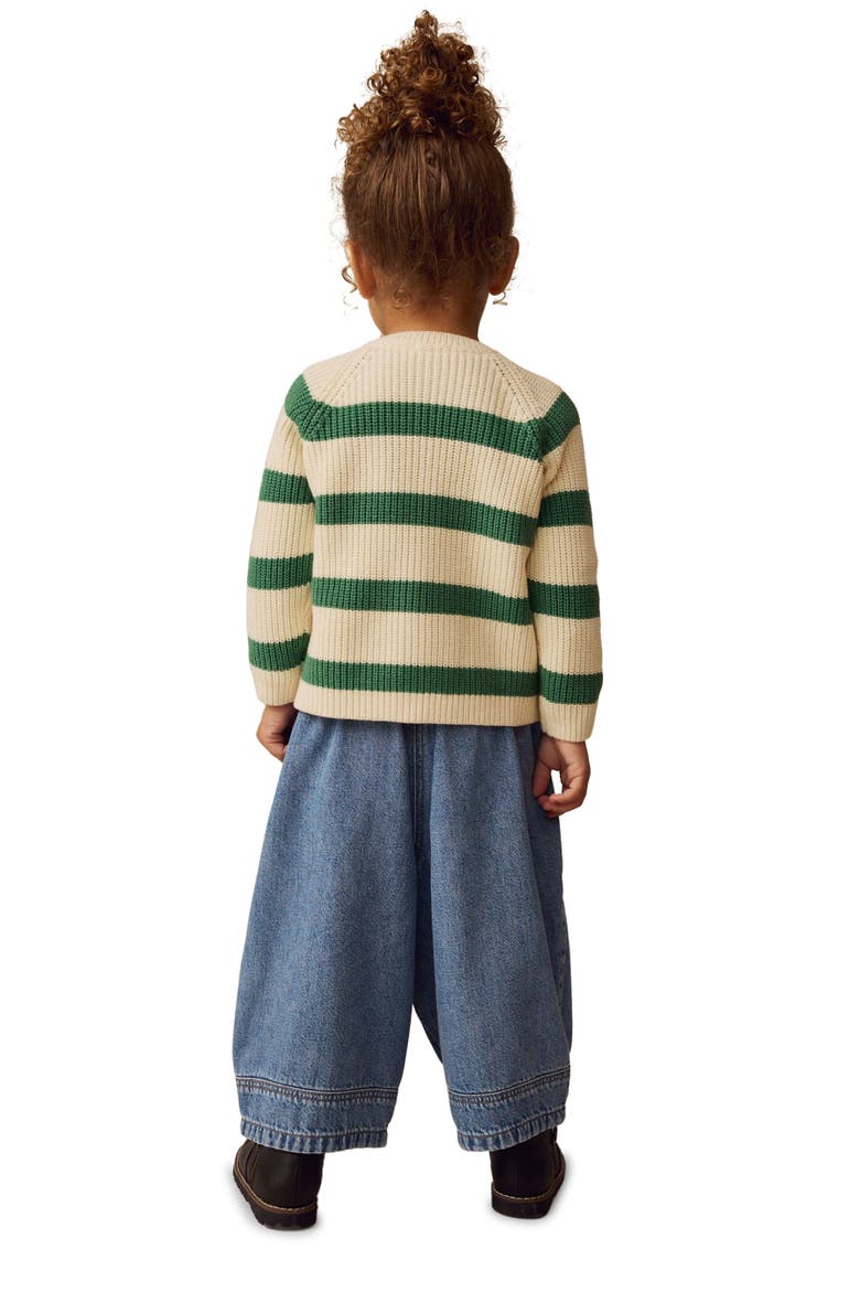 Kids' Tulip Appliqué Zip Sweater, Alternate, color, CREAM/GREEN