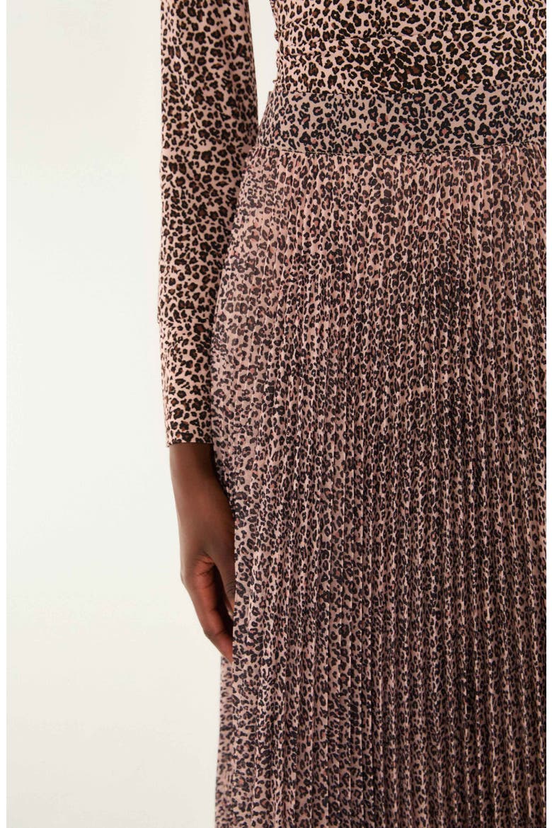 Pleated Leopard Print Midi Skirt, Alternate, color, BABY LEOPARD PINK