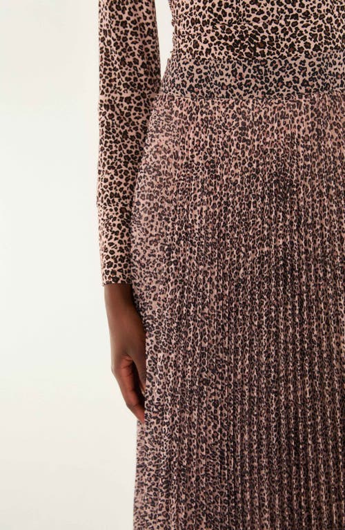 Farm Rio Pleated Leopard Print Midi Skirt In Brown