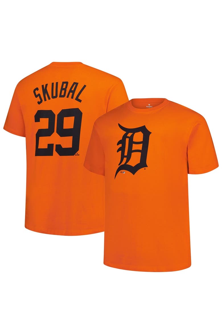 Men's Fanatics Tarik Skubal Orange Detroit Tigers Big & Tall Name & Number T-Shirt, Main, color, Orange