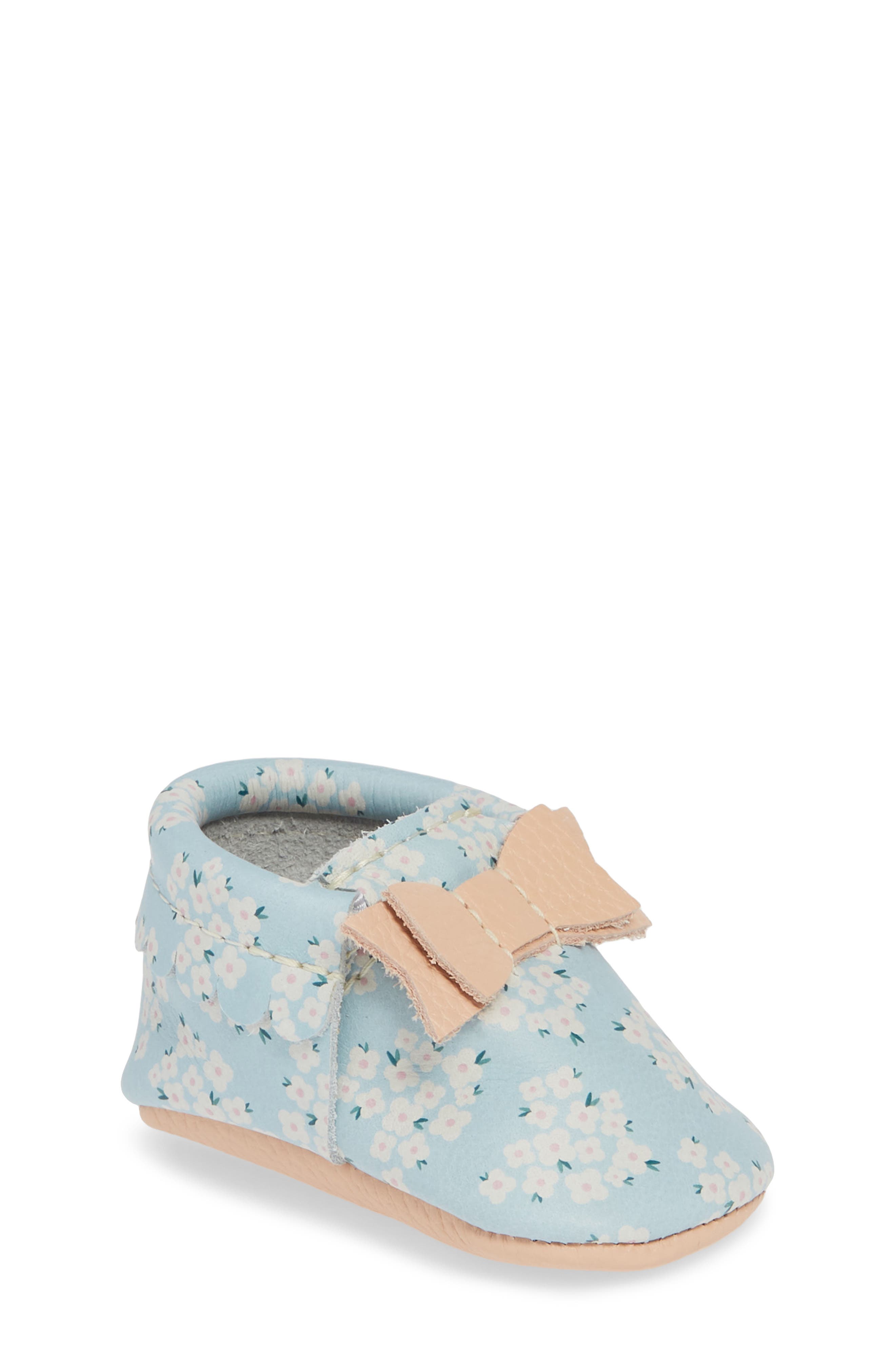 Bow Moccasin, Main, color, BLUE DITSY BOW