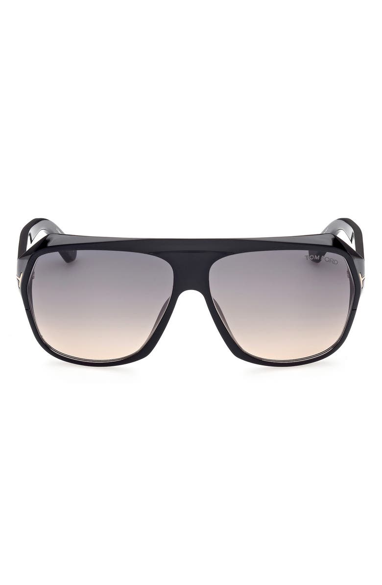 TOM FORD 62mm Gradient Polarized Oversize Aviator Sunglasses, Main, color, 