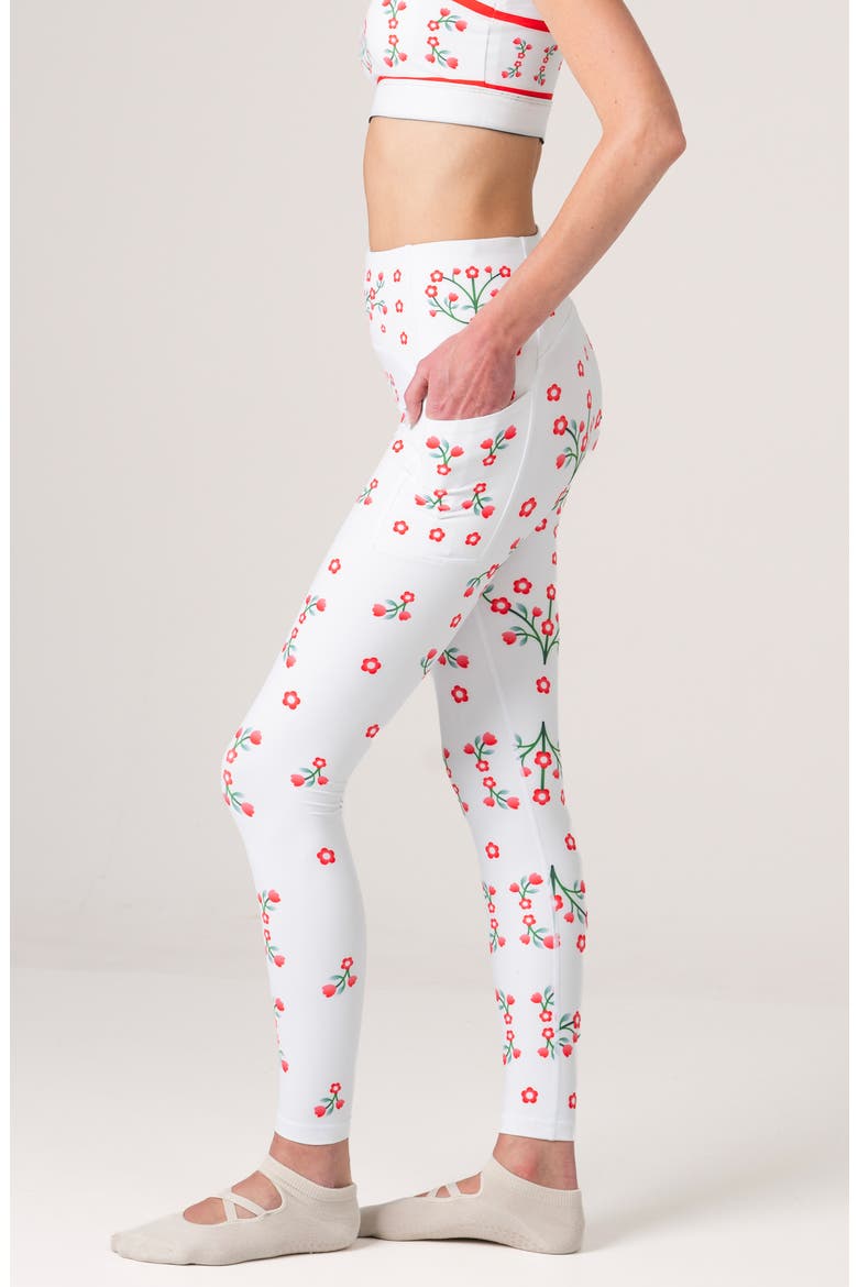 Day Garden High-Waisted Leggings, Alternate, color, White