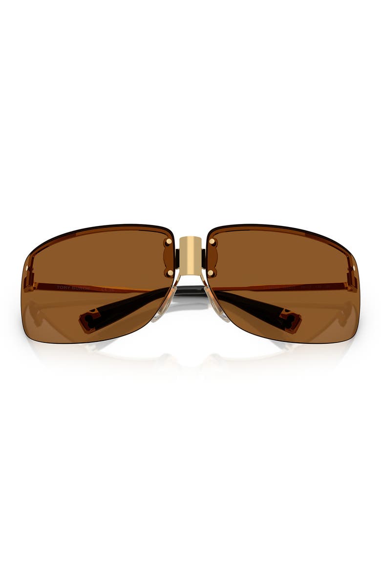 Tory Burch 75mm Semi Rimless Pillow Sunglasses, Alternate, color, Shiny Gold / Brown