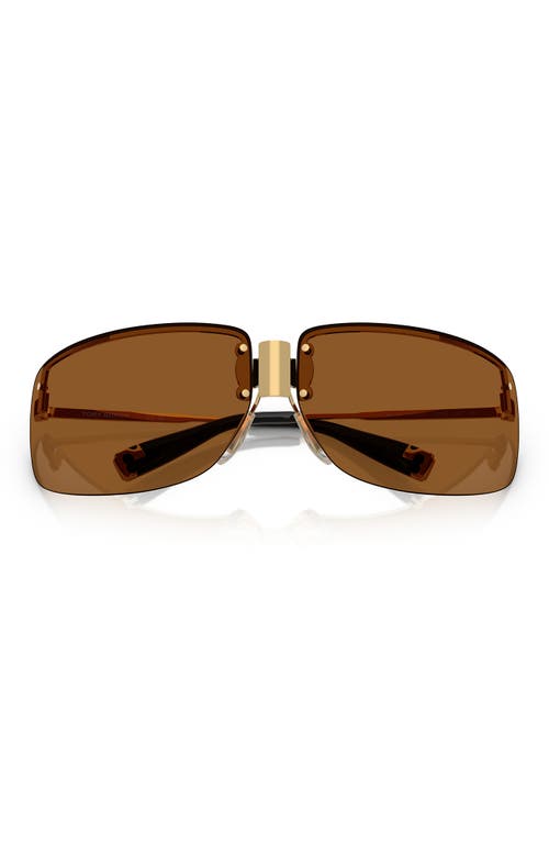 Tory Burch 75mm Semi Rimless Pillow Sunglasses In Shiny Gold/brown