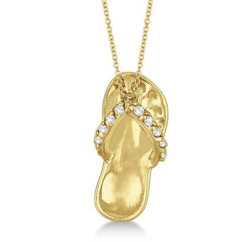 Flip Flop Shaped Diamond Pendant Necklace 14k