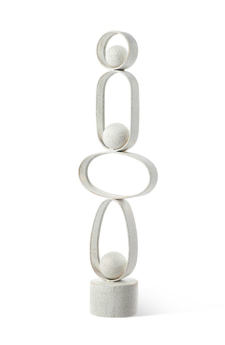 Glitzhome 25.50"H Modern Abstract White Metal Sculpture Table Decor, Alternate, color, White