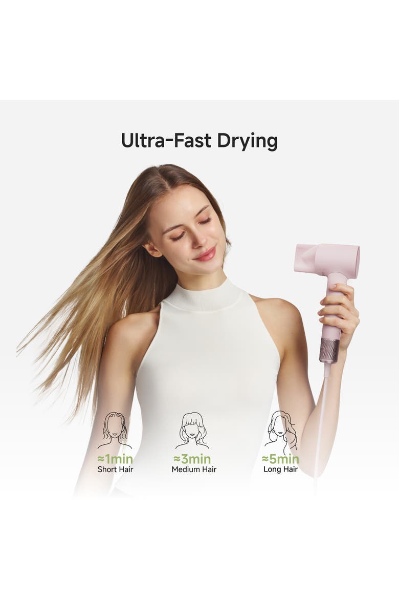 Swift Mini Hair Dryer with 1 Nozzle and Travel Bag, Alternate, color, White