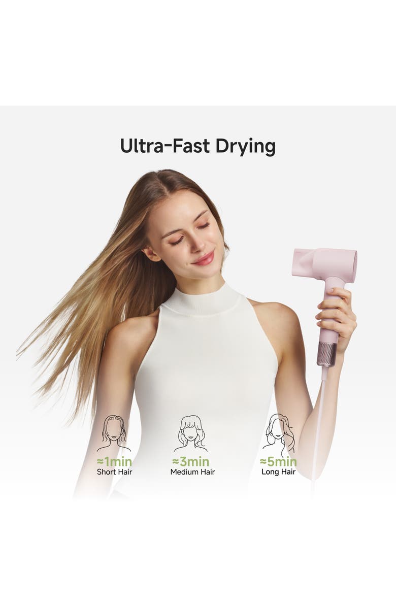 Laifen Swift Mini Hair Dryer with 1 Nozzle and Travel Bag, Alternate, color, Pink