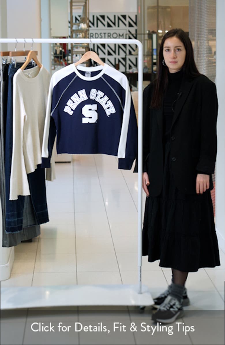 Women's Gameday Couture Navy Penn State Nittany Lions Blindside Raglan Cropped Pullover Sweatshirt, sales video thumbnail