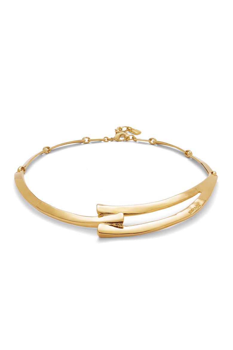18K Gold-Plated Rigid Necklace, Alternate, color, Gold