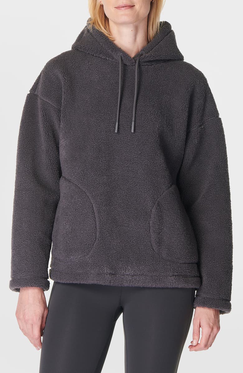 Sweaty Betty Plush Drawstring Hoodie, Main, color, Urban Grey