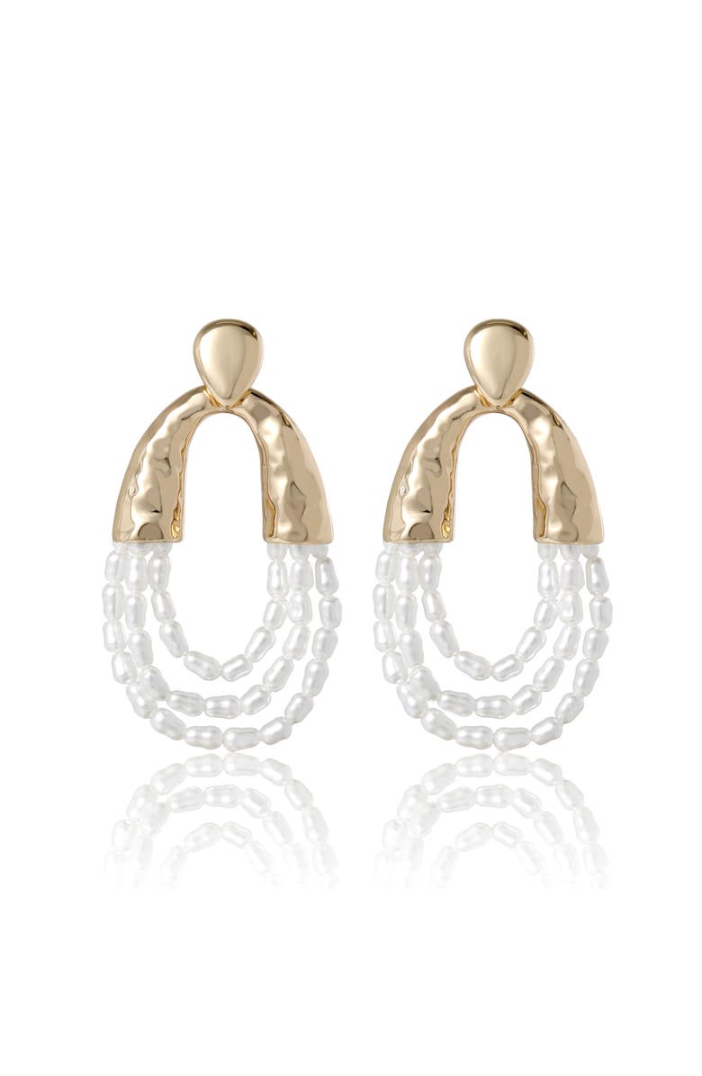 BCBG Pear Hoop Earrings, Alternate, color, Gold