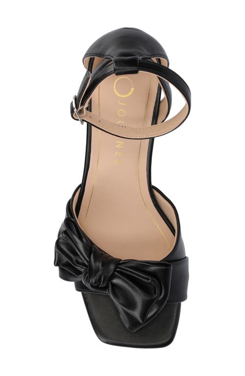 Shop Journee Collection Zevi Bow Block Heel Sandal In Black Pu