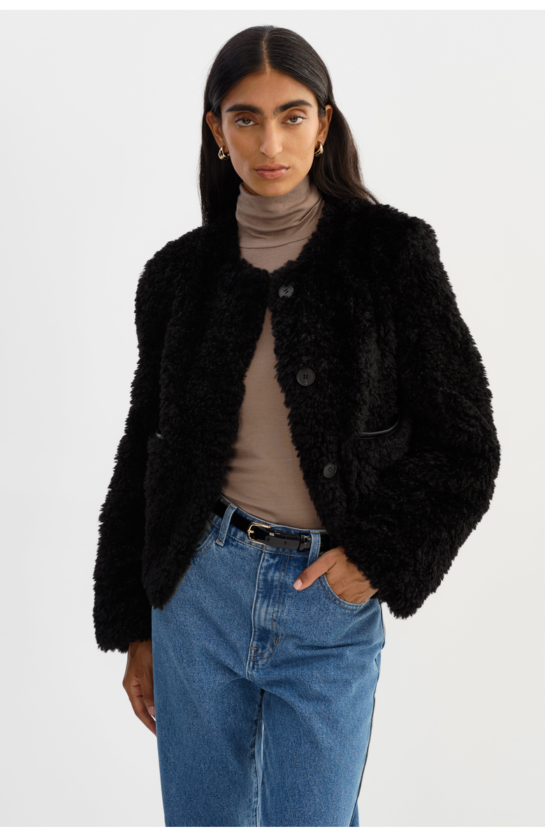 LAMARQUE Emilia | Faux Fur Jacket, Alternate, color, Black
