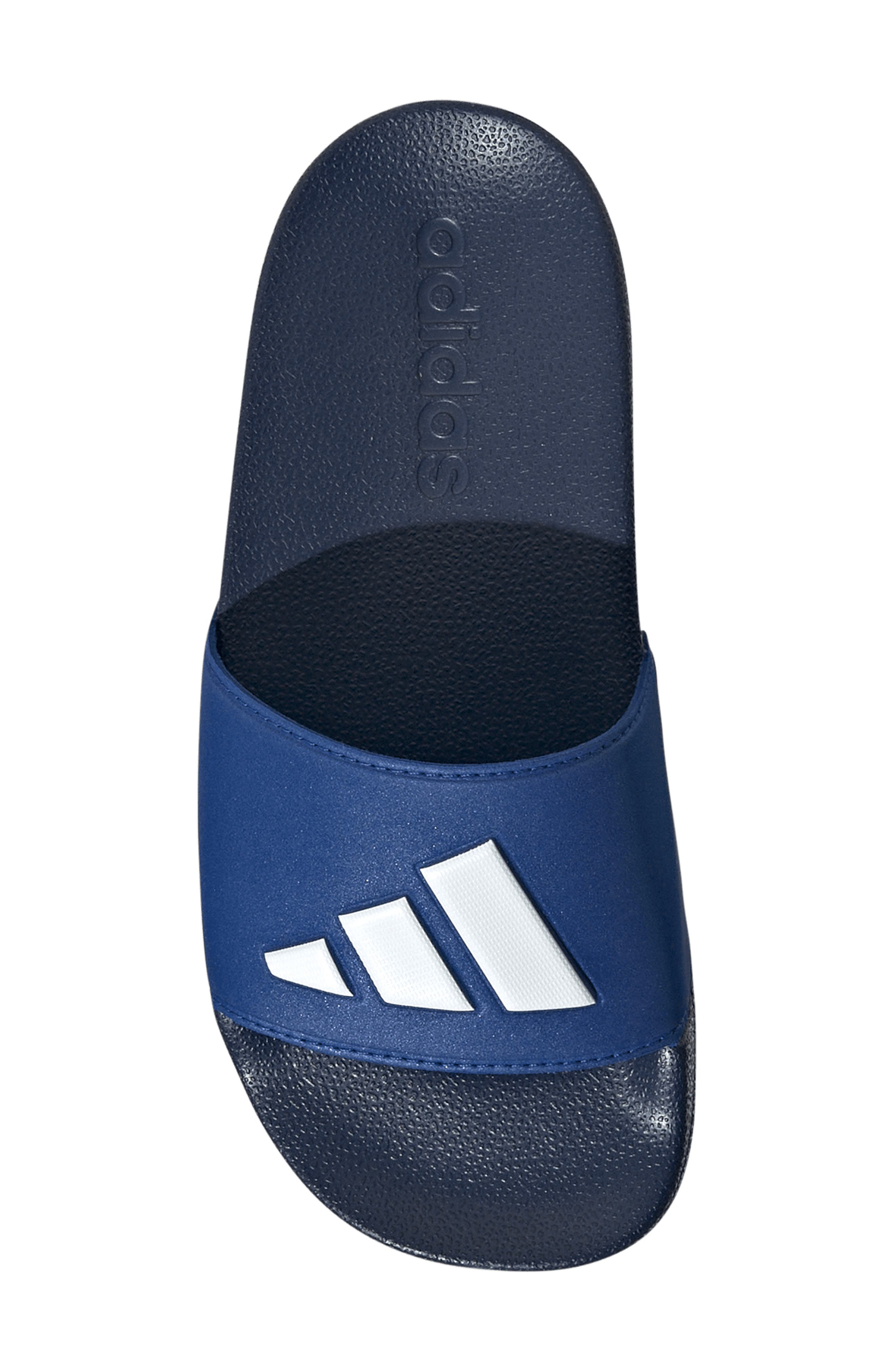 adidas Kids' Adilette Slide Sandal, Alternate, color, Dark Blue/ White/ Royal Blue
