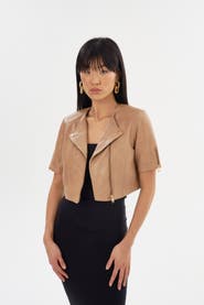 LAMARQUE Kirsi Gold | Cropped Biker Jacket