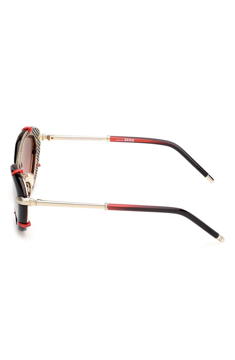 Christian Louboutin Dolly 54mm Gradient Oval Sunglasses, Alternate, color, Black / Gold / Zeiss Red