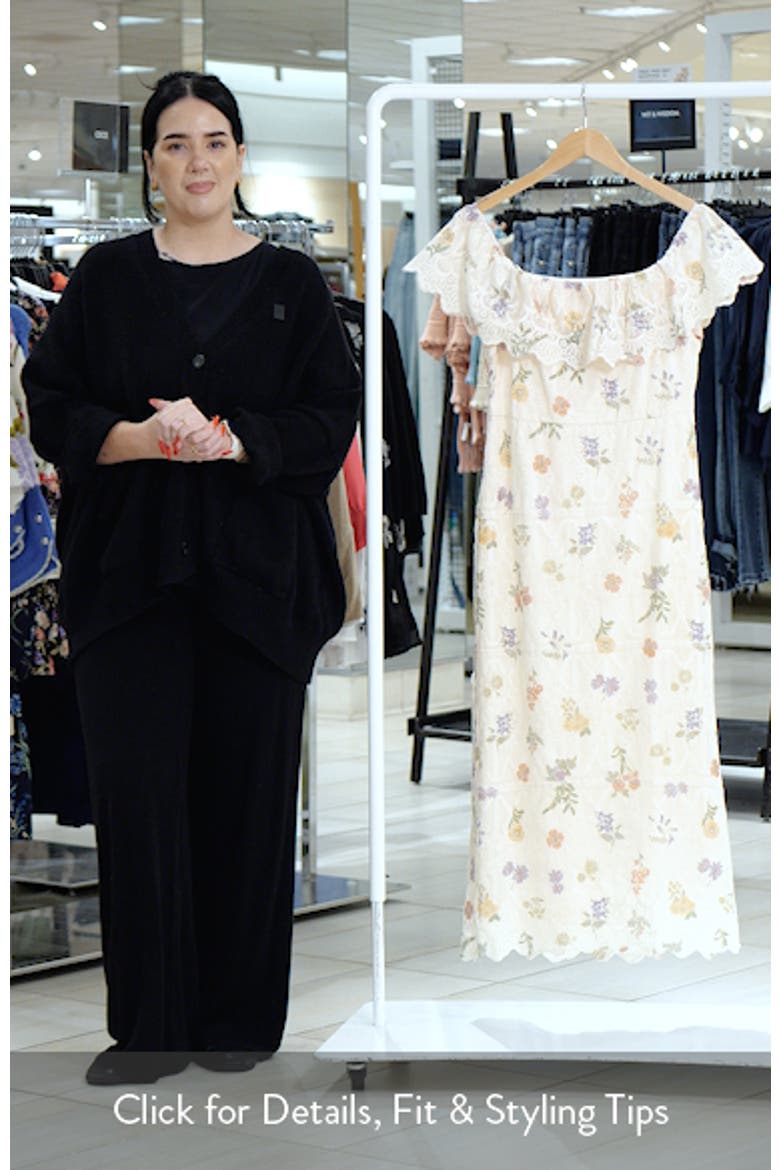 Brinley Embroidered Off the Shoulder Midi Dress video