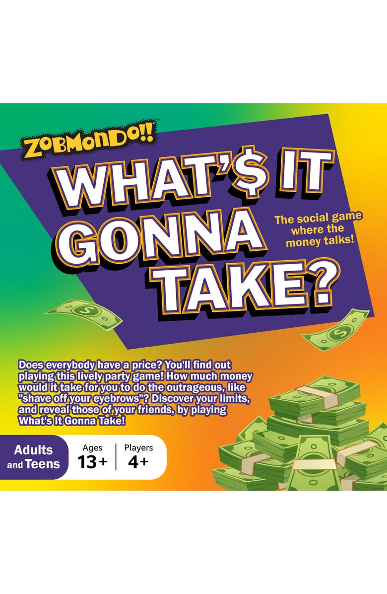 Zobmondo!! What's It Gonna Take Board Game, Alternate, color, Multicolored