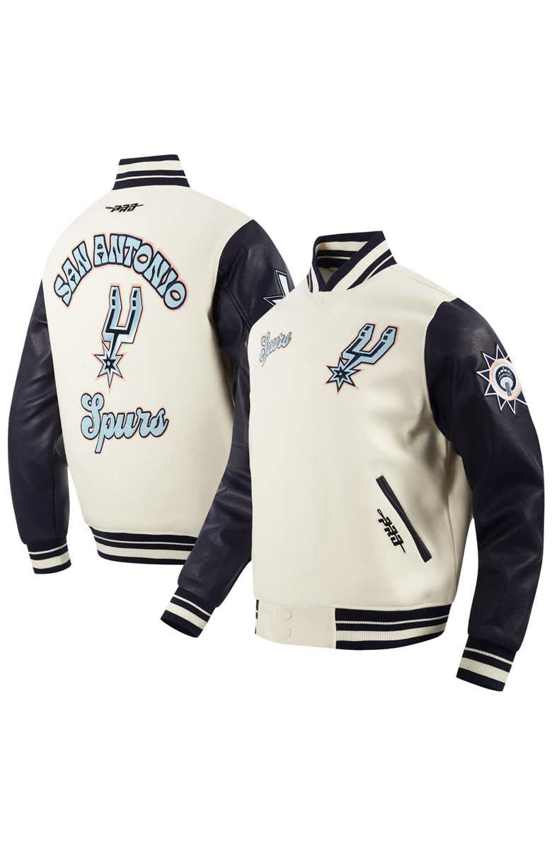 PRO STANDARD Men's Pro Standard  Cream San Antonio Spurs 2024/25 City Edition Wool Varsity Full-Zip Jacket, Main, color, 
