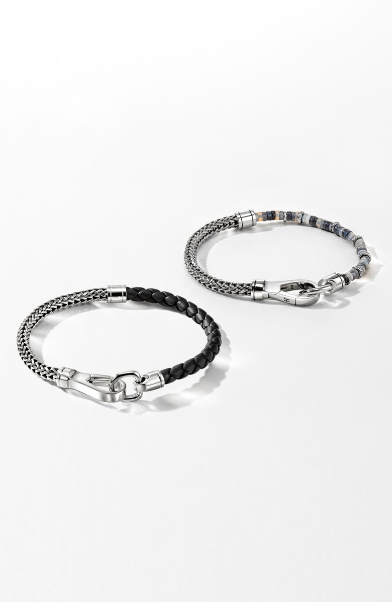 John Hardy Men's Heishi & Chain Bracelet, Alternate, color, Silver/ Opal