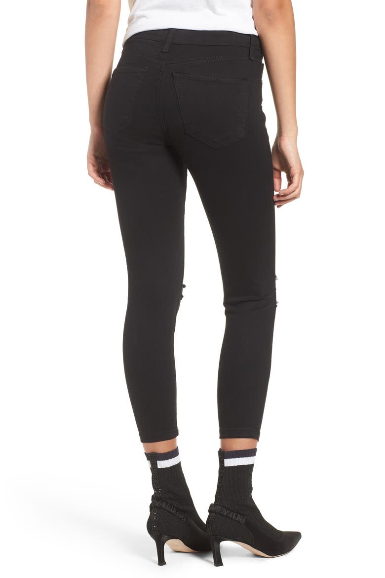 Jamie High Waist Ripped Black Jeans, Alternate, color, BLACK