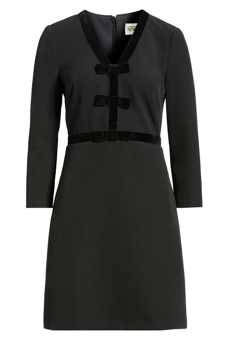 Bow Detail Stretch Crepe Dress, Alternate, color, BLACK