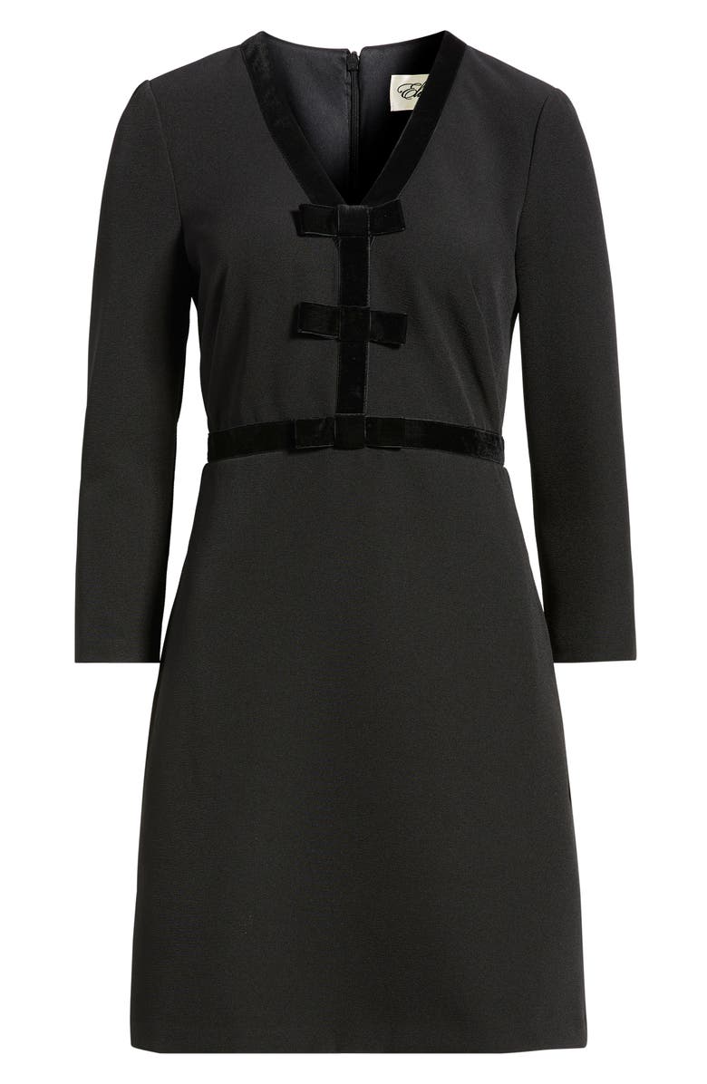 Eliza J Bow Detail Stretch Crepe Dress, Alternate, color, Black
