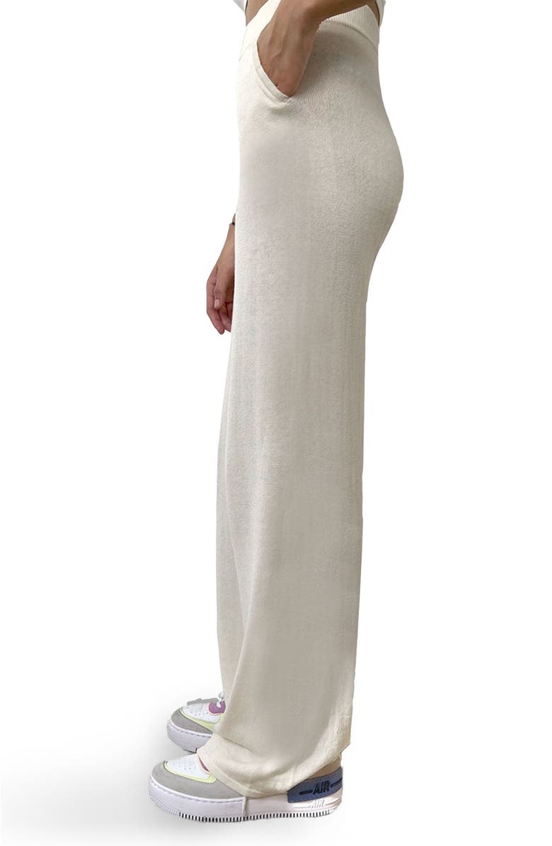 Blvck Whte High Waisted Wide Pants, Alternate, color, White
